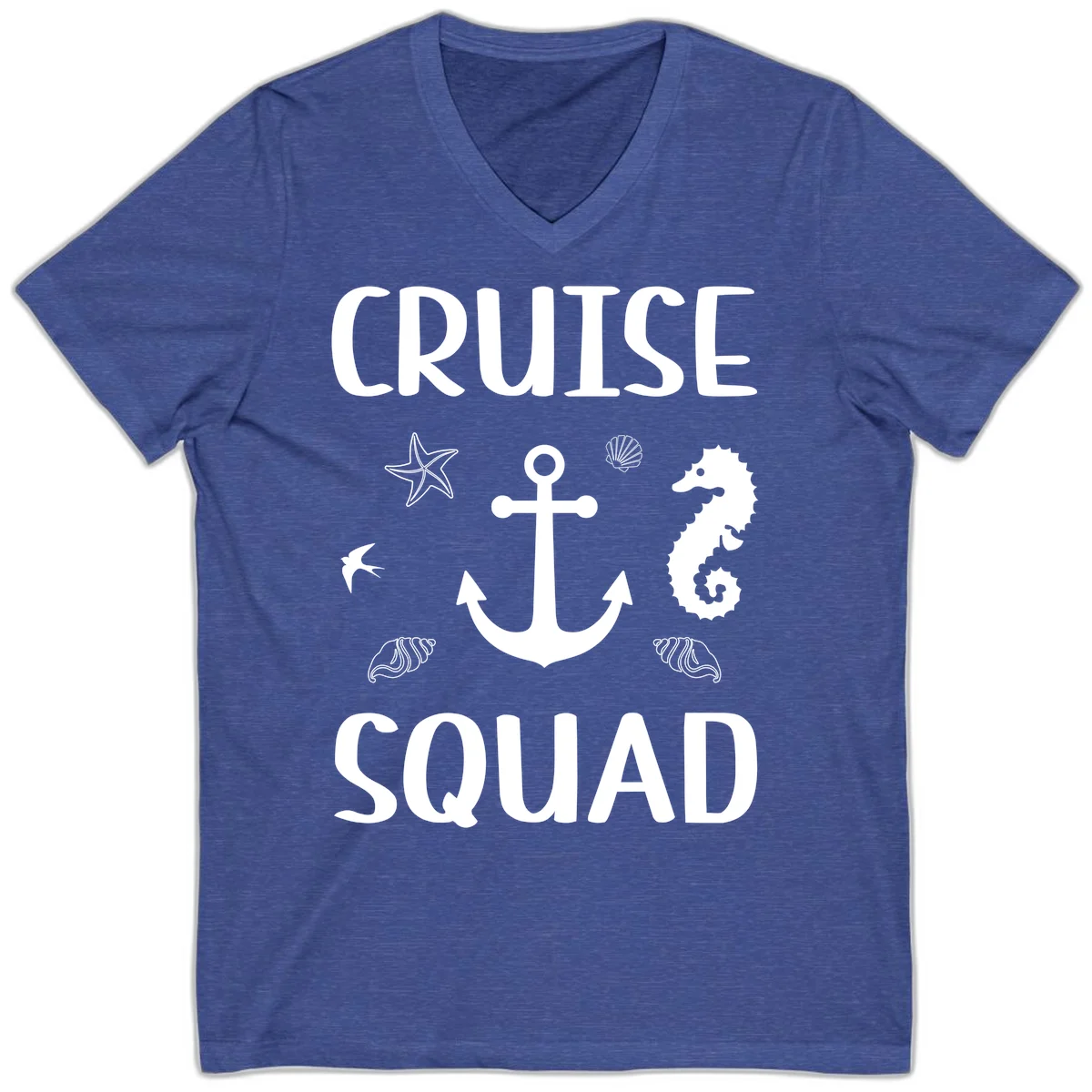 Cruise Squad Anchor V-Neck in Heather True Royal