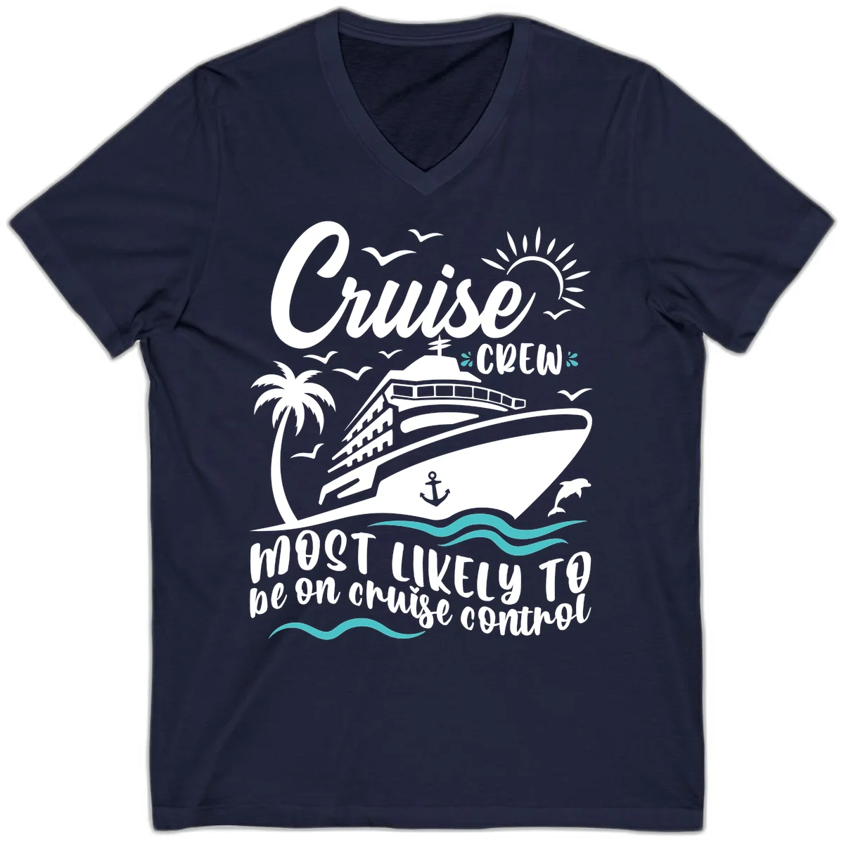 Cruise Crew Most Likely To Be On Control V-Neck in Navy