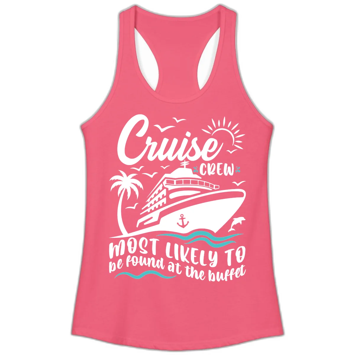 Cruise Crew Buffet Ladies Tank Top in Hot Pink