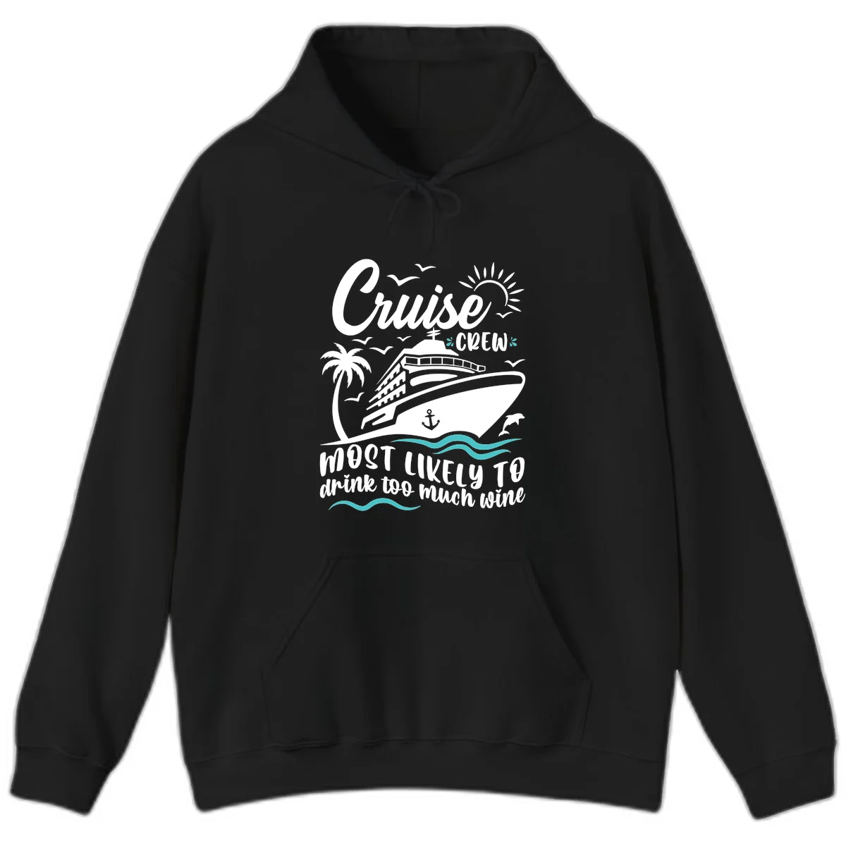 Cruise Crew Wine Vacation Hoodie in Black