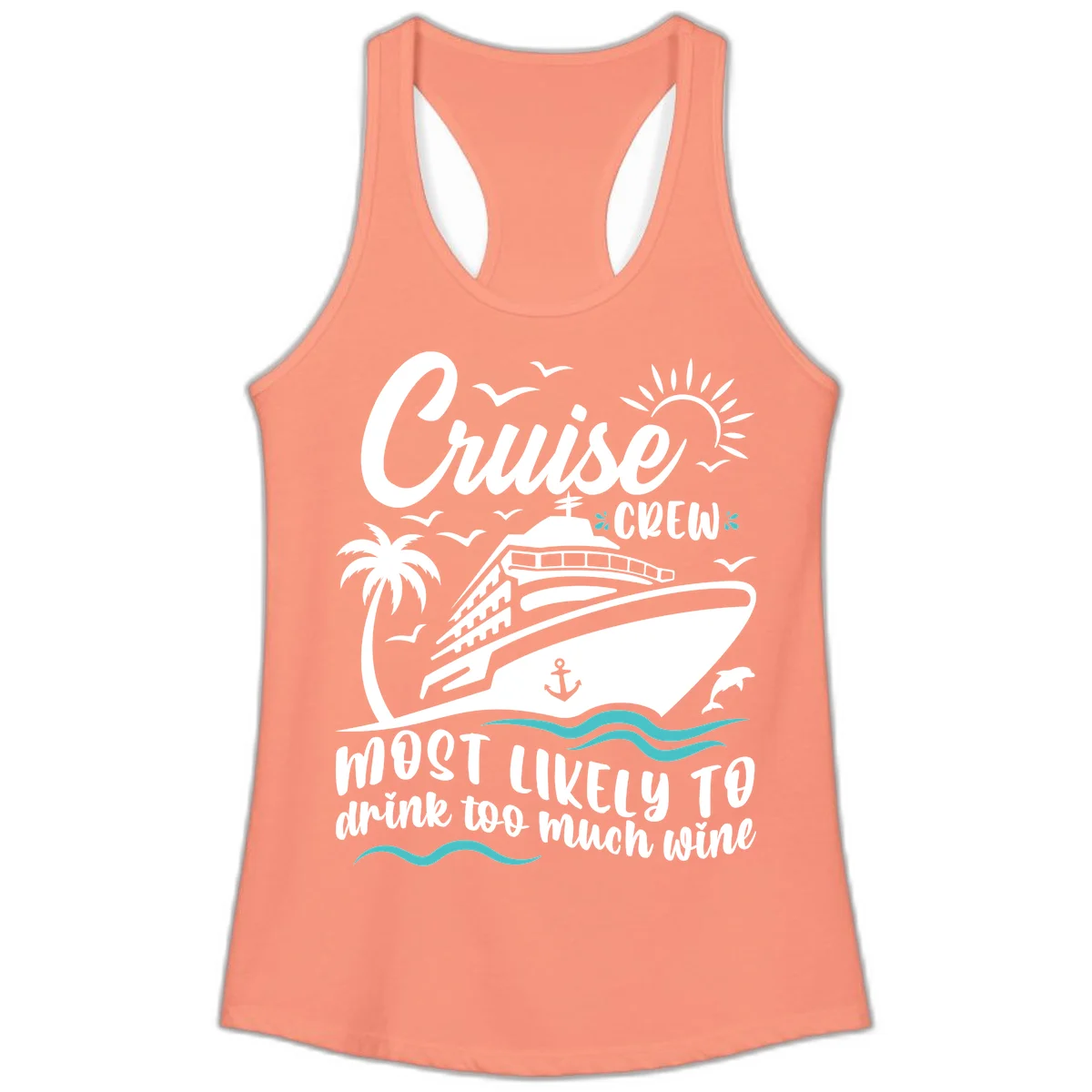 Cruise Crew Wine Vacation Ladies Tank in Solid Light Orange
