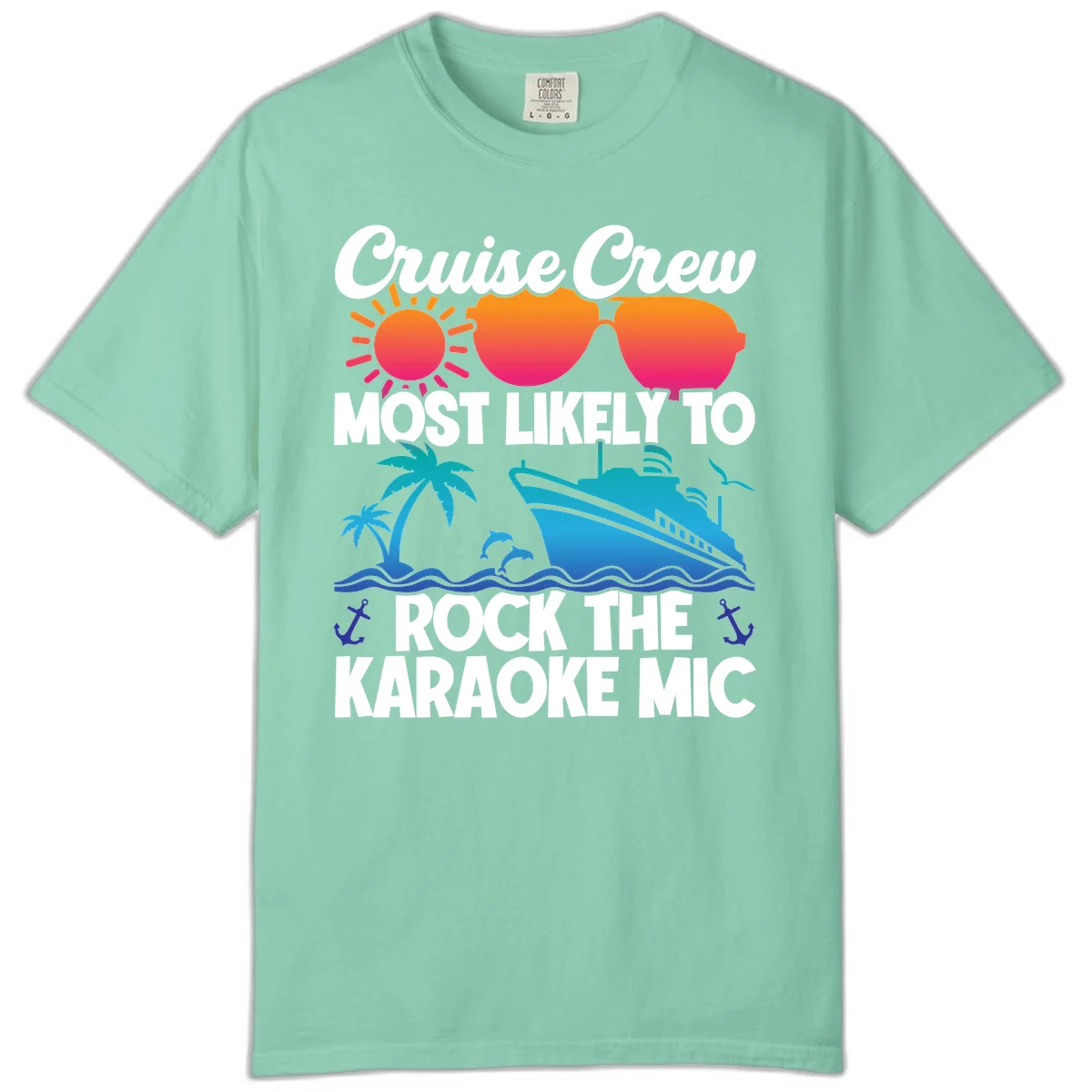 Cruise Crew Karaoke Rock Comfort Color Tee - Mic Drop Fun in Island Reef