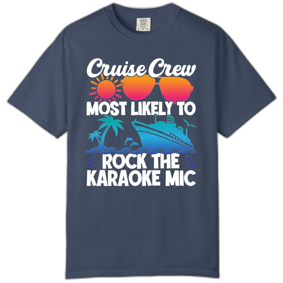 Cruise Crew Karaoke Rock Comfort Color Tee - Mic Drop Fun in Midnight