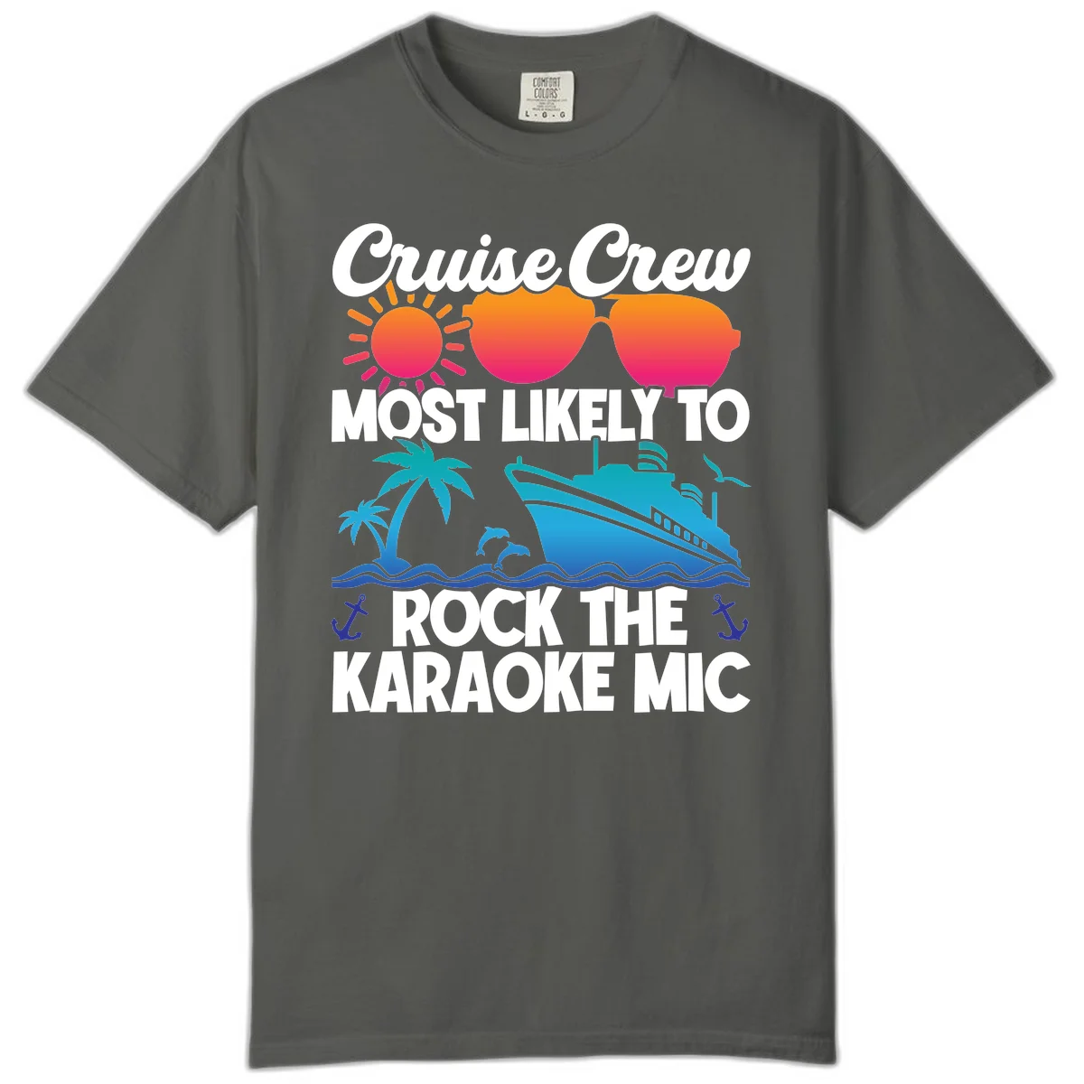 Cruise Crew Karaoke Rock Comfort Color Tee - Mic Drop Fun in Pepper
