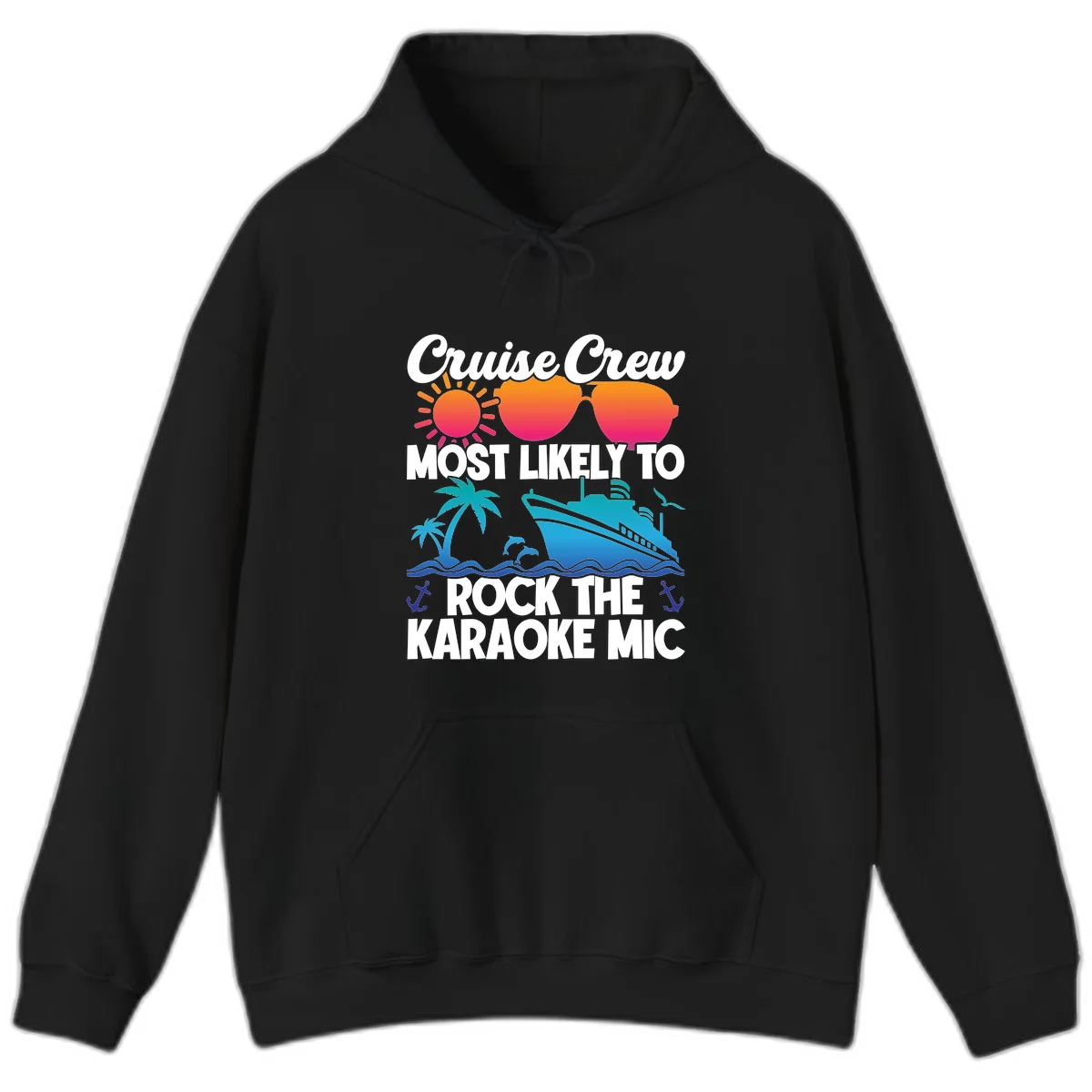 Cruise Crew Karaoke Rock Hoodie - Hood Up, Mic On! in Black