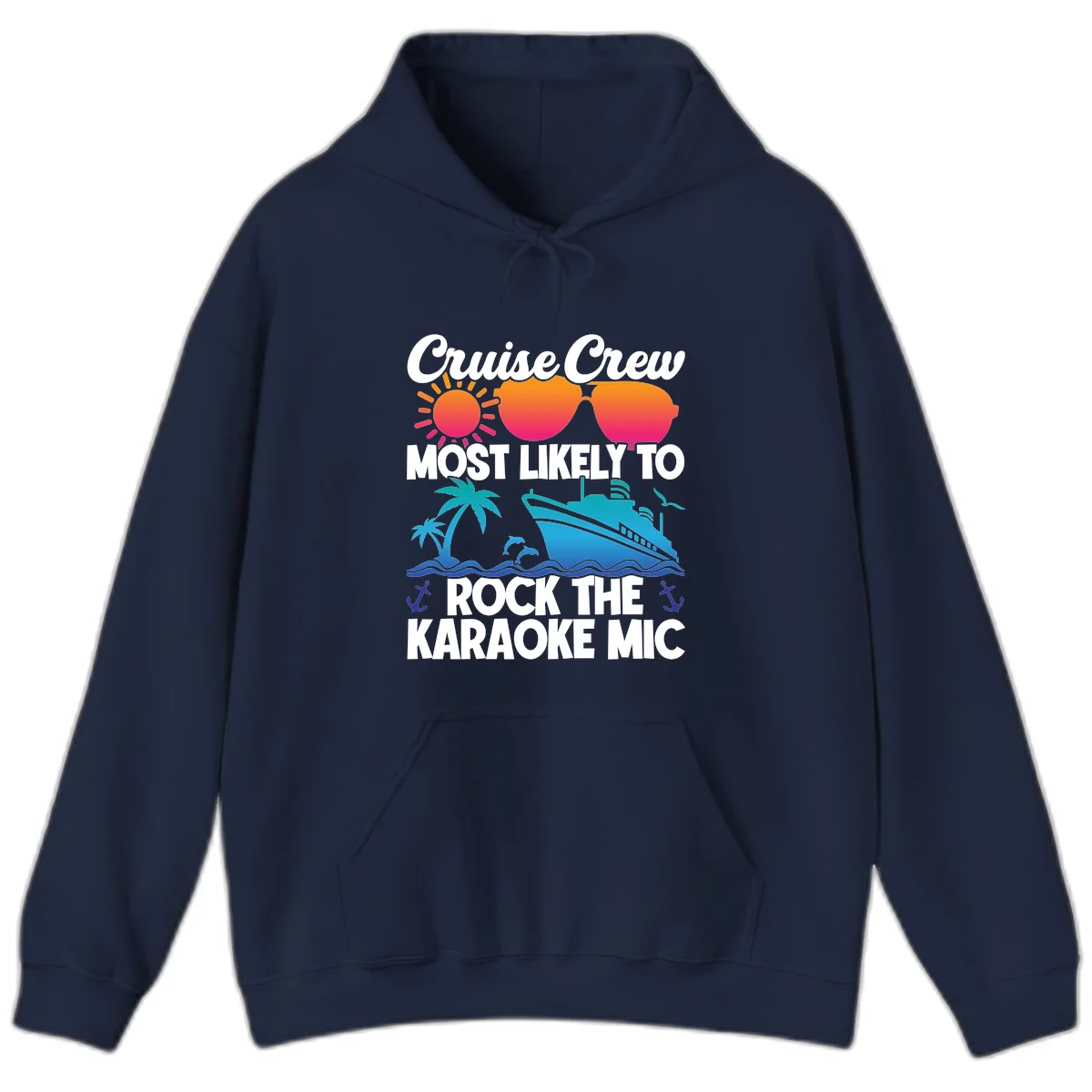 Cruise Crew Karaoke Rock Hoodie - Hood Up, Mic On! in Navy