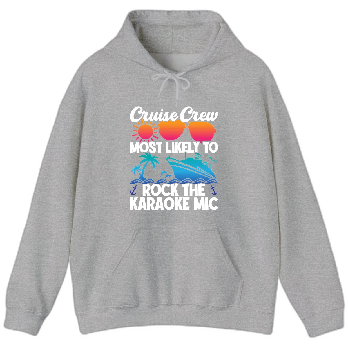 Cruise Crew Karaoke Rock Hoodie - Hood Up, Mic On! in Sport Grey
