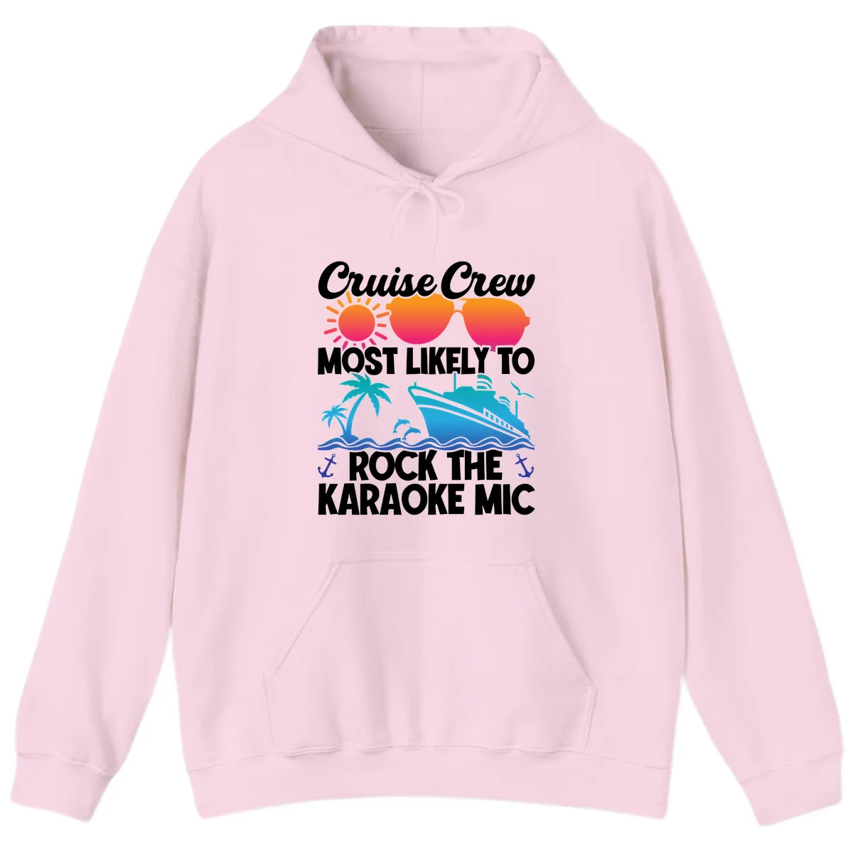 Cruise Crew Karaoke Rock Hoodie - Hood Up, Mic On! in Light Pink