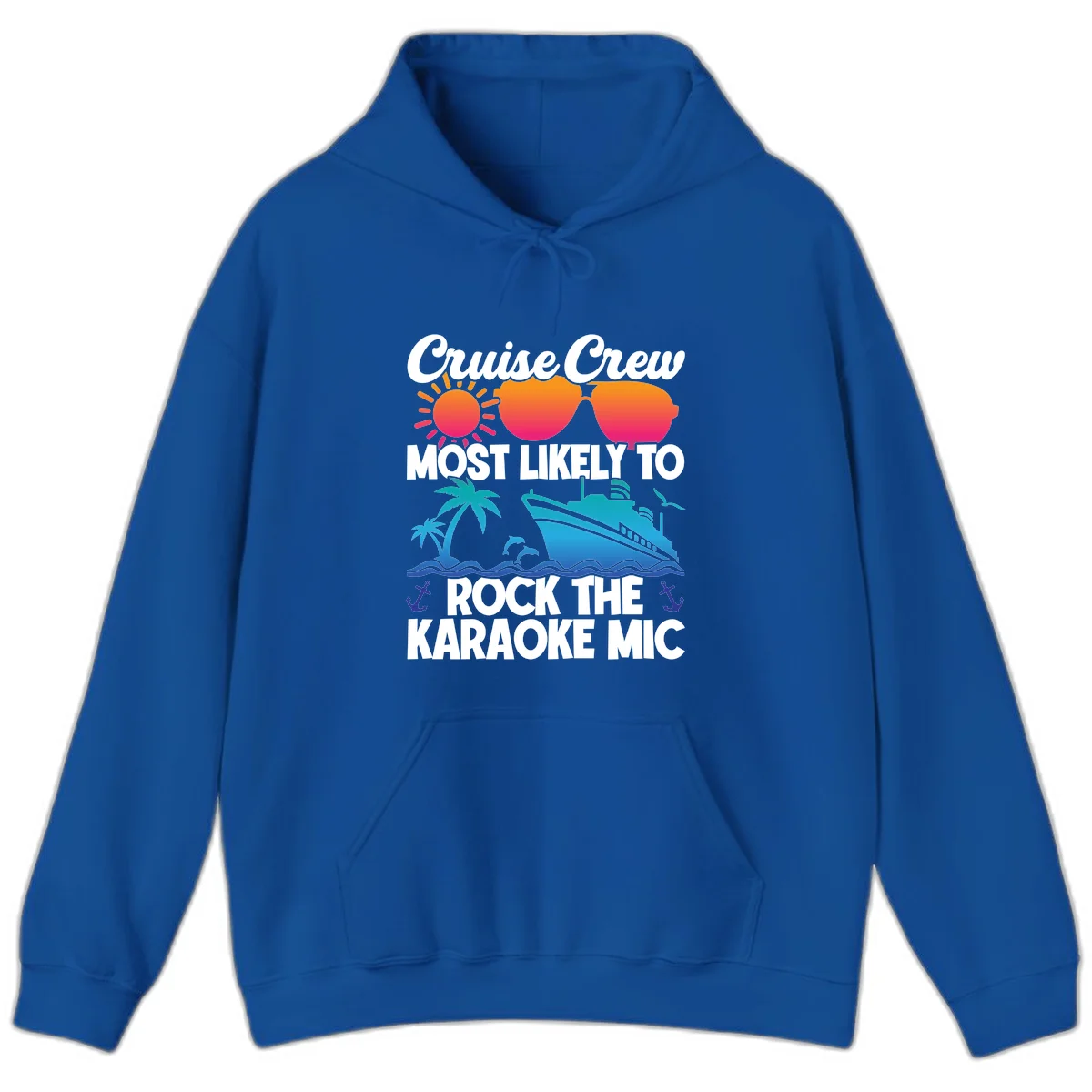Cruise Crew Karaoke Rock Hoodie - Hood Up, Mic On! in Royal