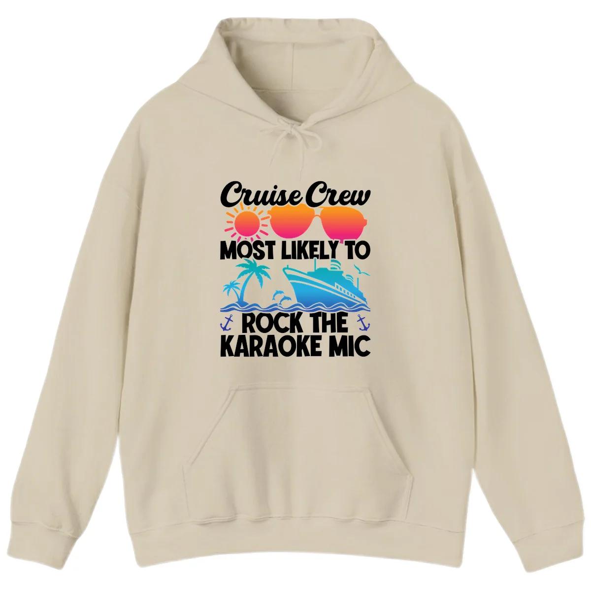 Cruise Crew Karaoke Rock Hoodie - Hood Up, Mic On! in Sand