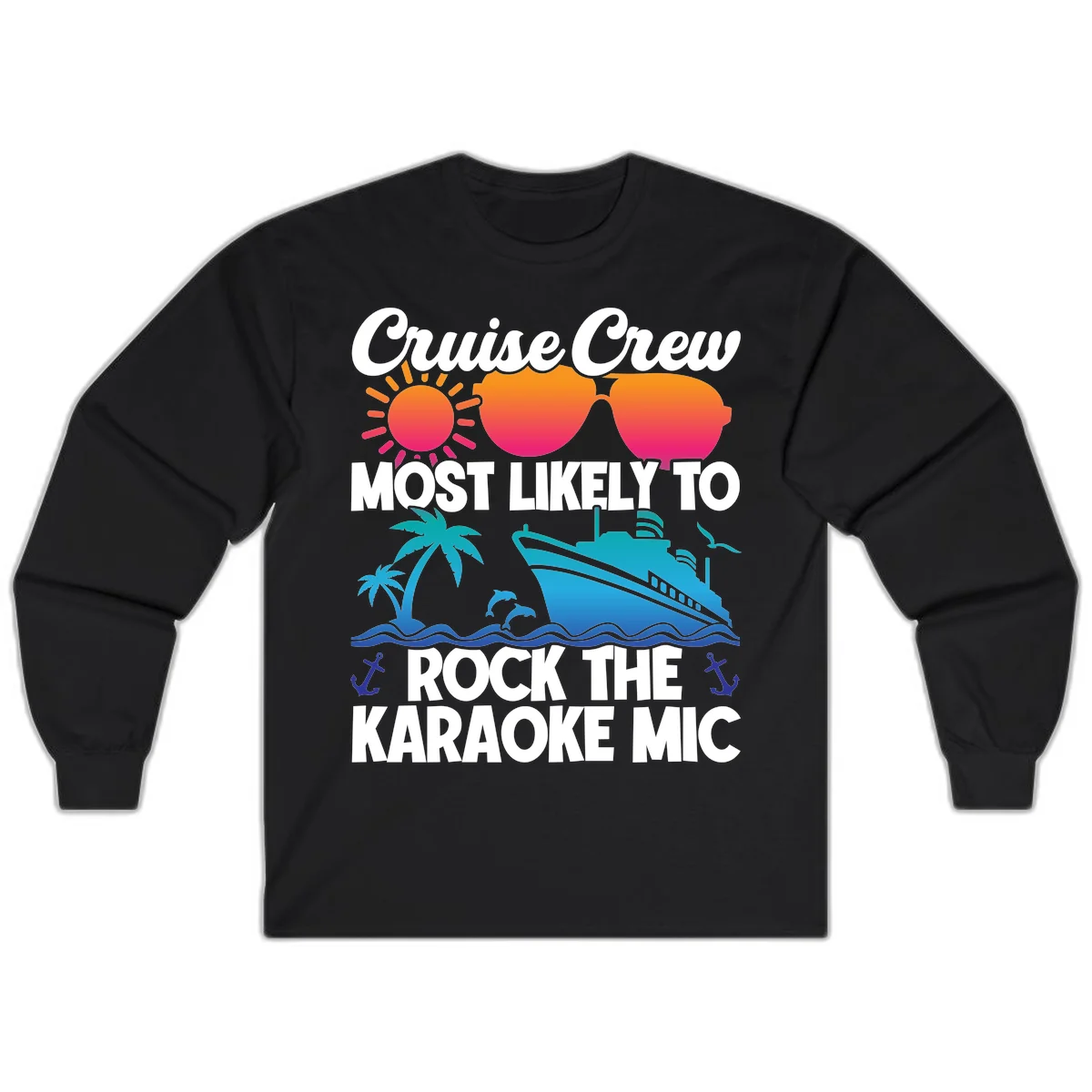 Cruise Crew Karaoke Rock Long Sleeve - Cool Evenings in Black