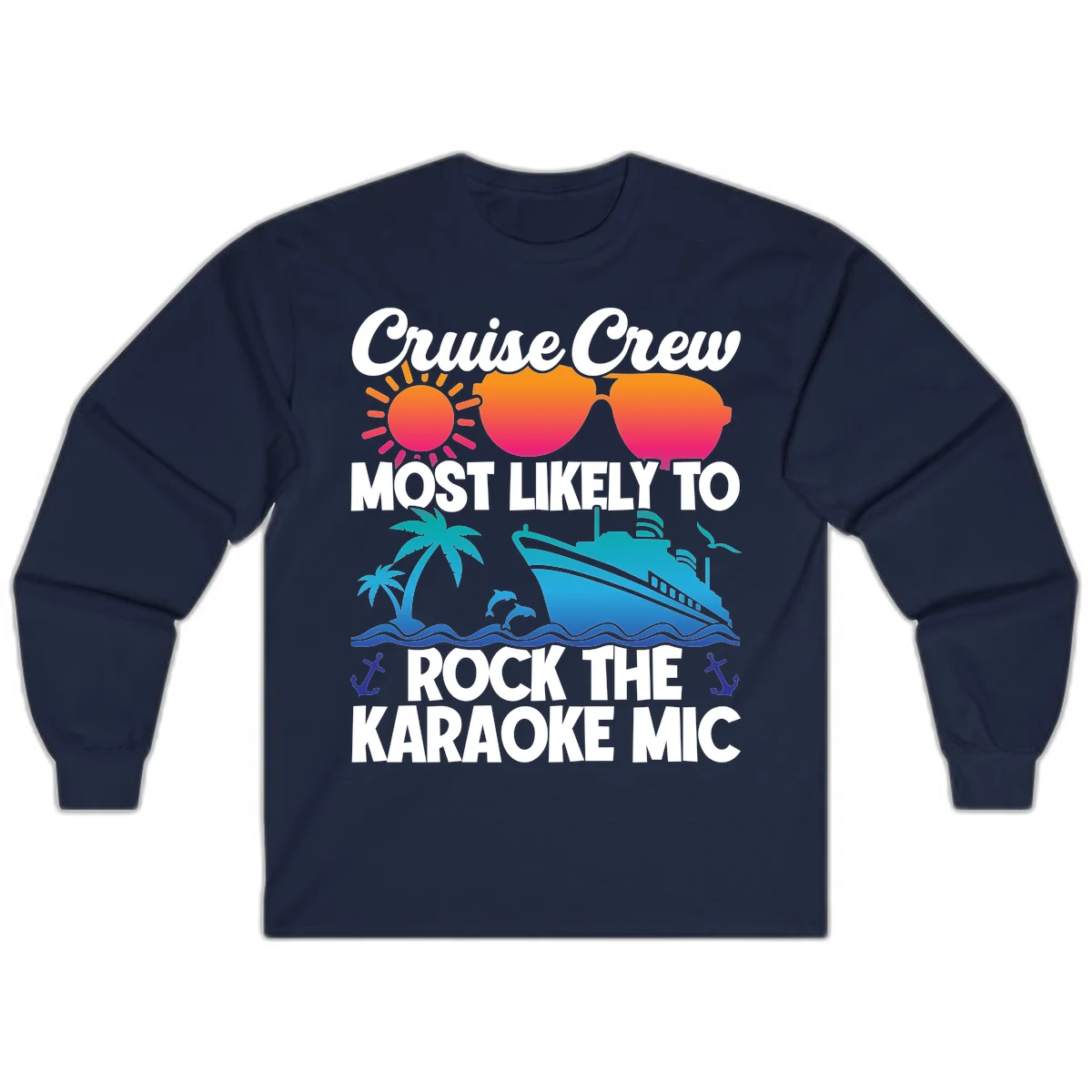 Cruise Crew Karaoke Rock Long Sleeve - Cool Evenings in Navy