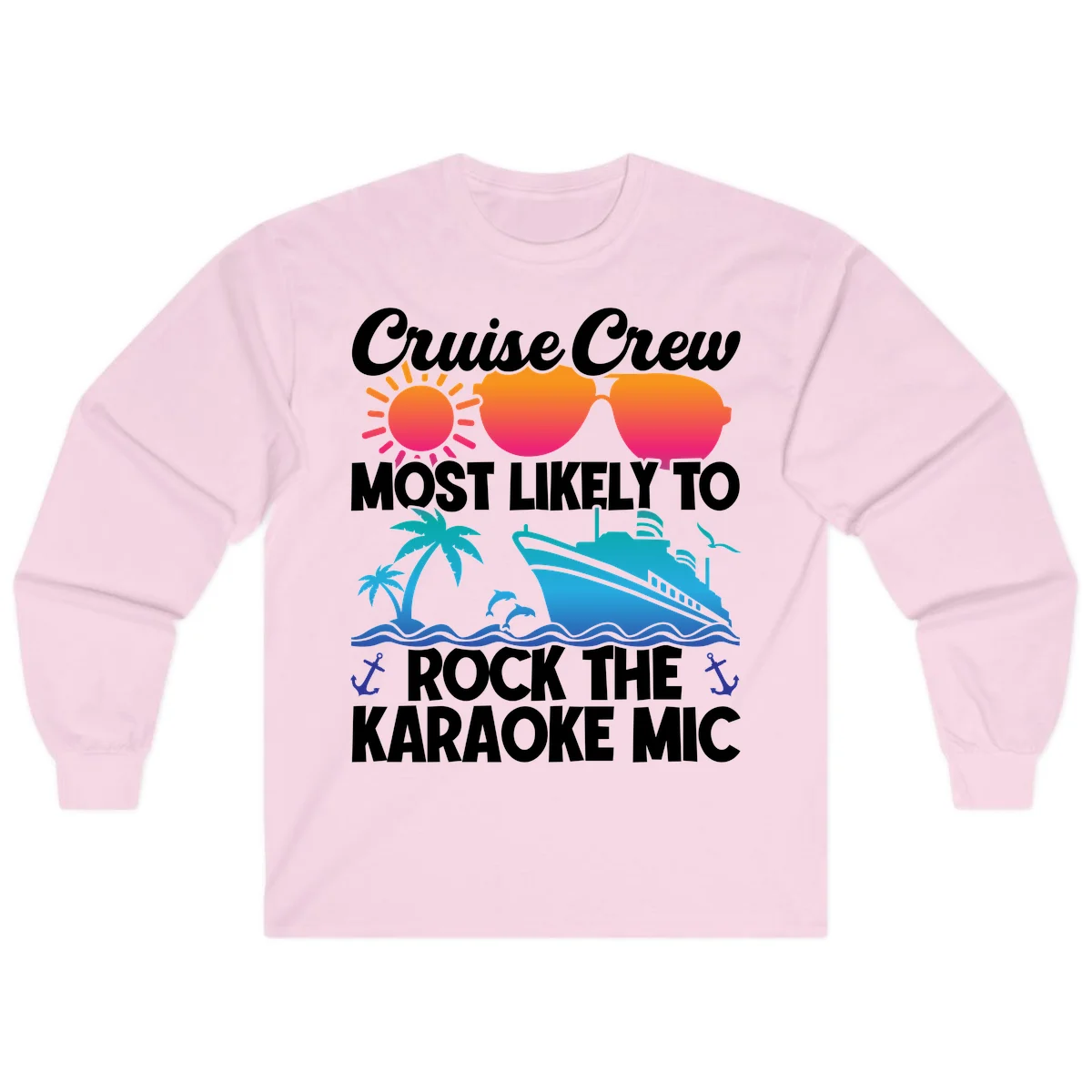 Cruise Crew Karaoke Rock Long Sleeve - Cool Evenings in Light Pink