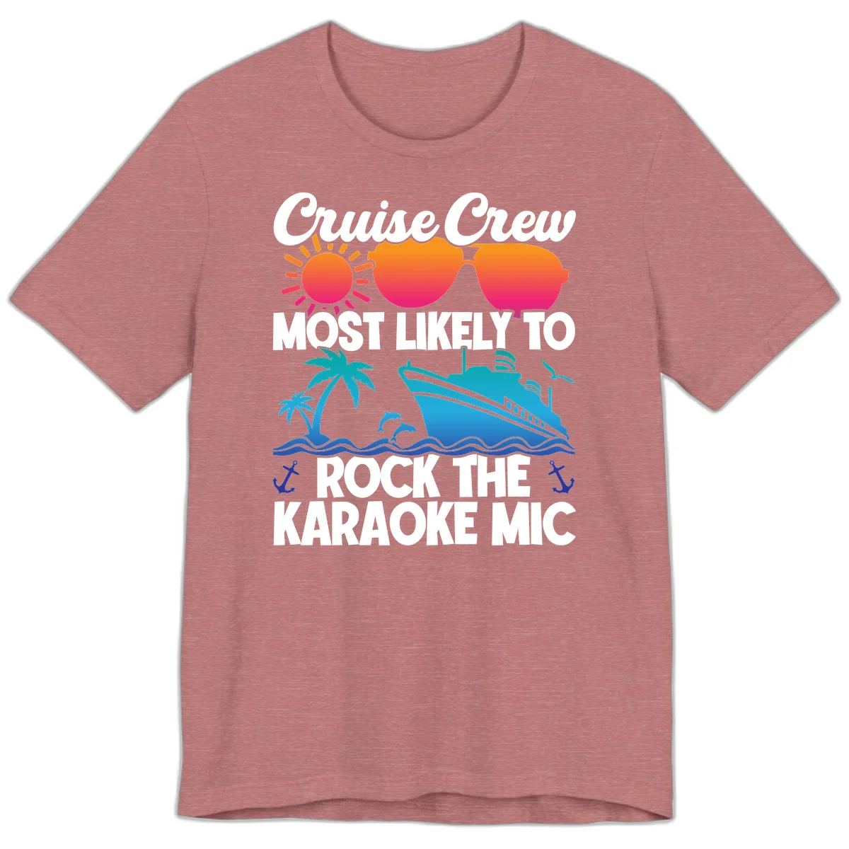 Cruise Crew Karaoke Rock Premium T-Shirt - Mic Drop Ready in Heather Mauve