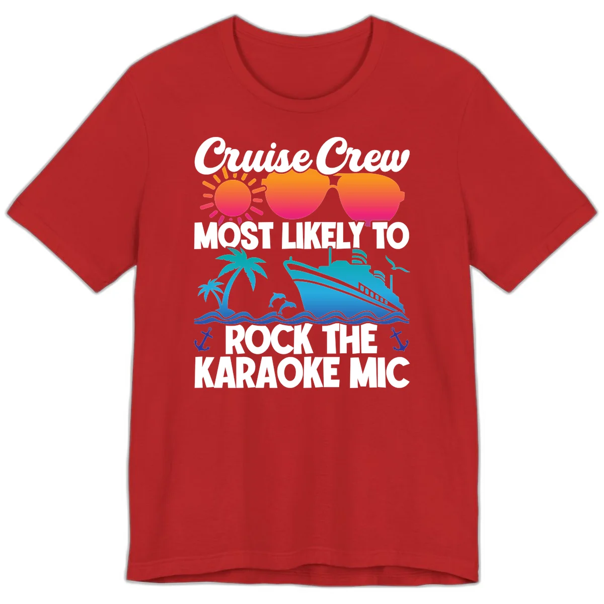 Cruise Crew Karaoke Rock Premium T-Shirt - Mic Drop Ready in Red