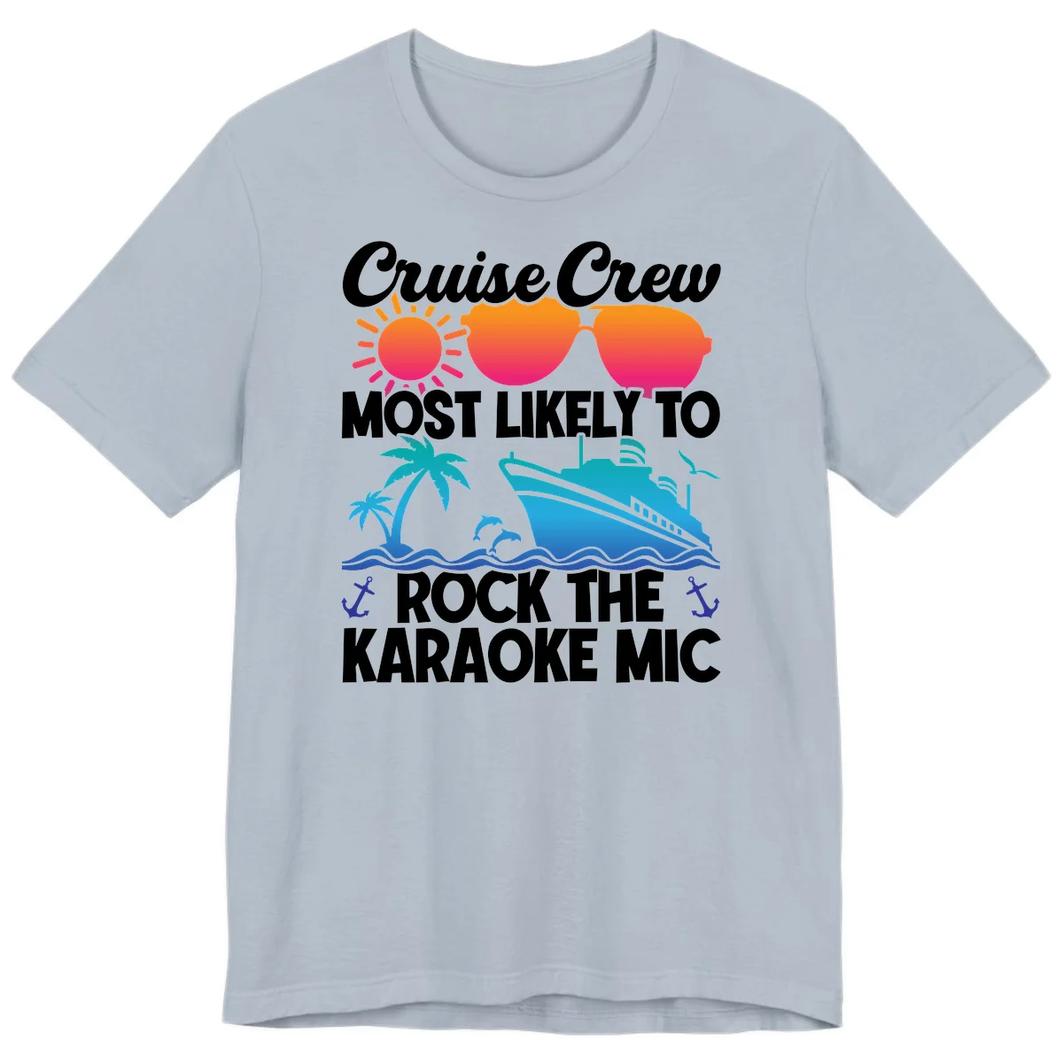 Cruise Crew Karaoke Rock Premium T-Shirt - Mic Drop Ready in Light Blue