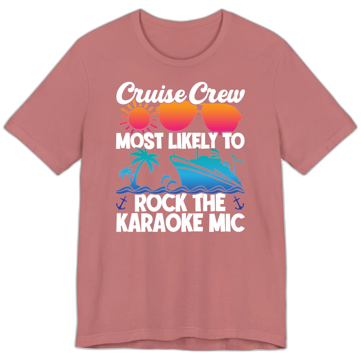 Cruise Crew Karaoke Rock Premium T-Shirt - Mic Drop Ready in Mauve