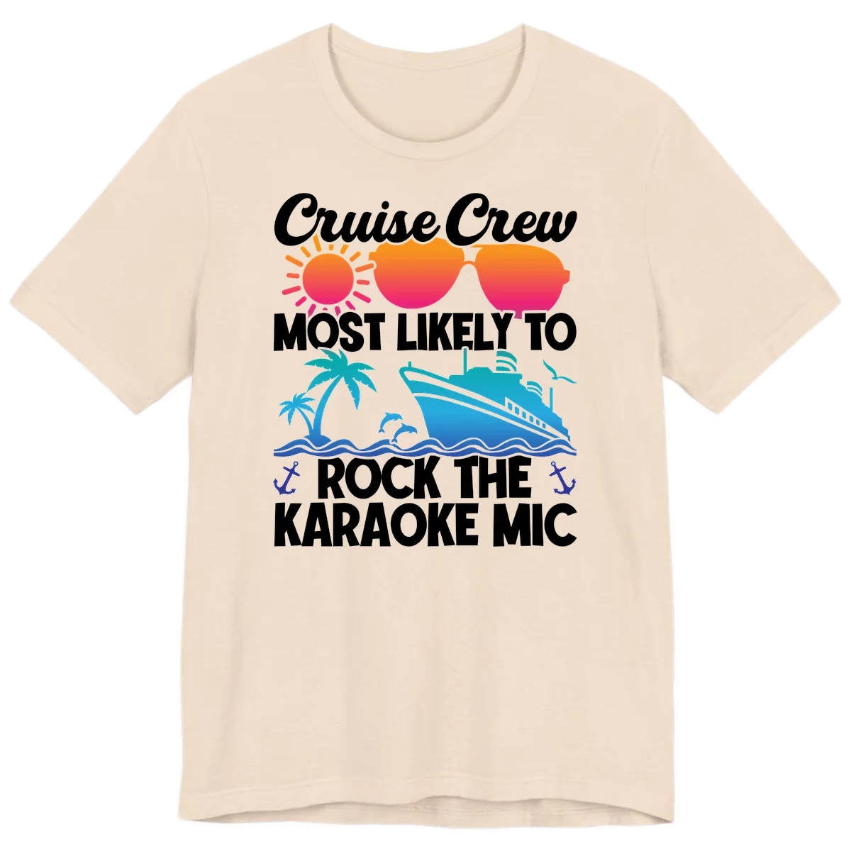 Cruise Crew Karaoke Rock Premium T-Shirt - Mic Drop Ready in Soft Cream