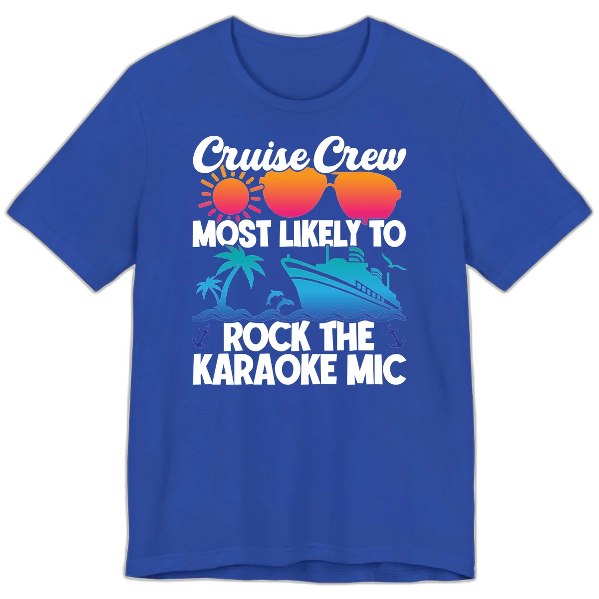 Cruise Crew Karaoke Rock Premium T-Shirt - Mic Drop Ready in True Royal