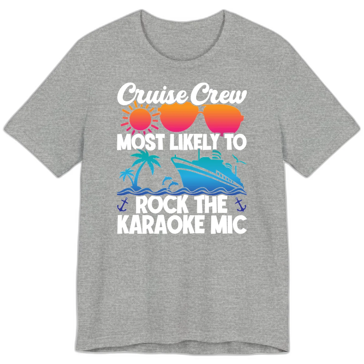 Cruise Crew Karaoke Rock Premium T-Shirt - Mic Drop Ready in Athletic Heather