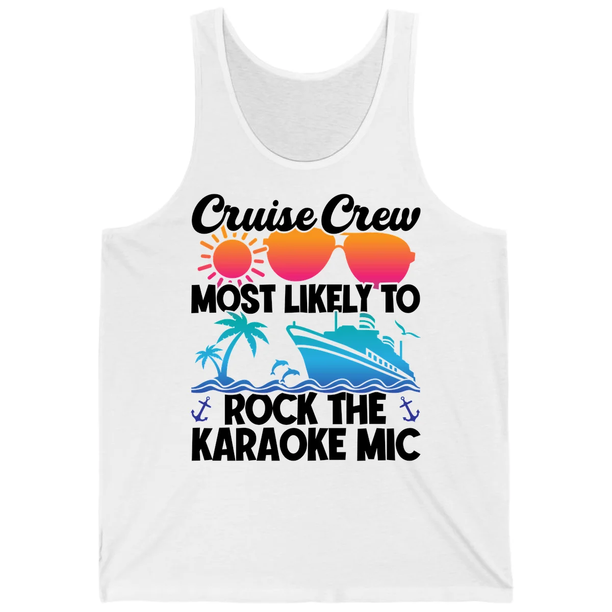 Cruise Crew Karaoke Rock Tank - Party Mode On! in White
