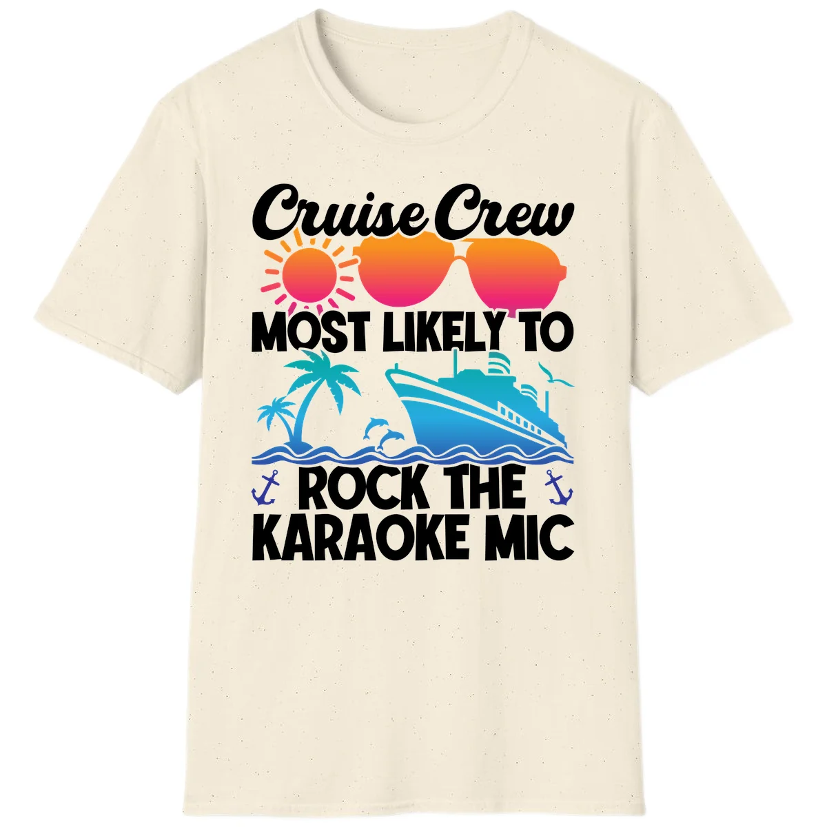Cruise Crew Karaoke Rock T-Shirt - Most Likely to Rock the Mic in Natural