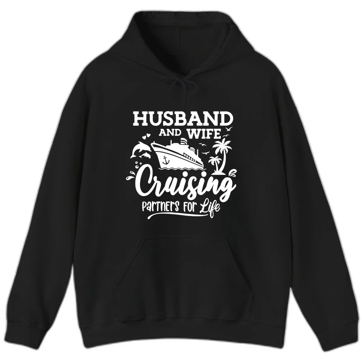 Husband And Wife Cruising Partners For Life Hoodie in Black