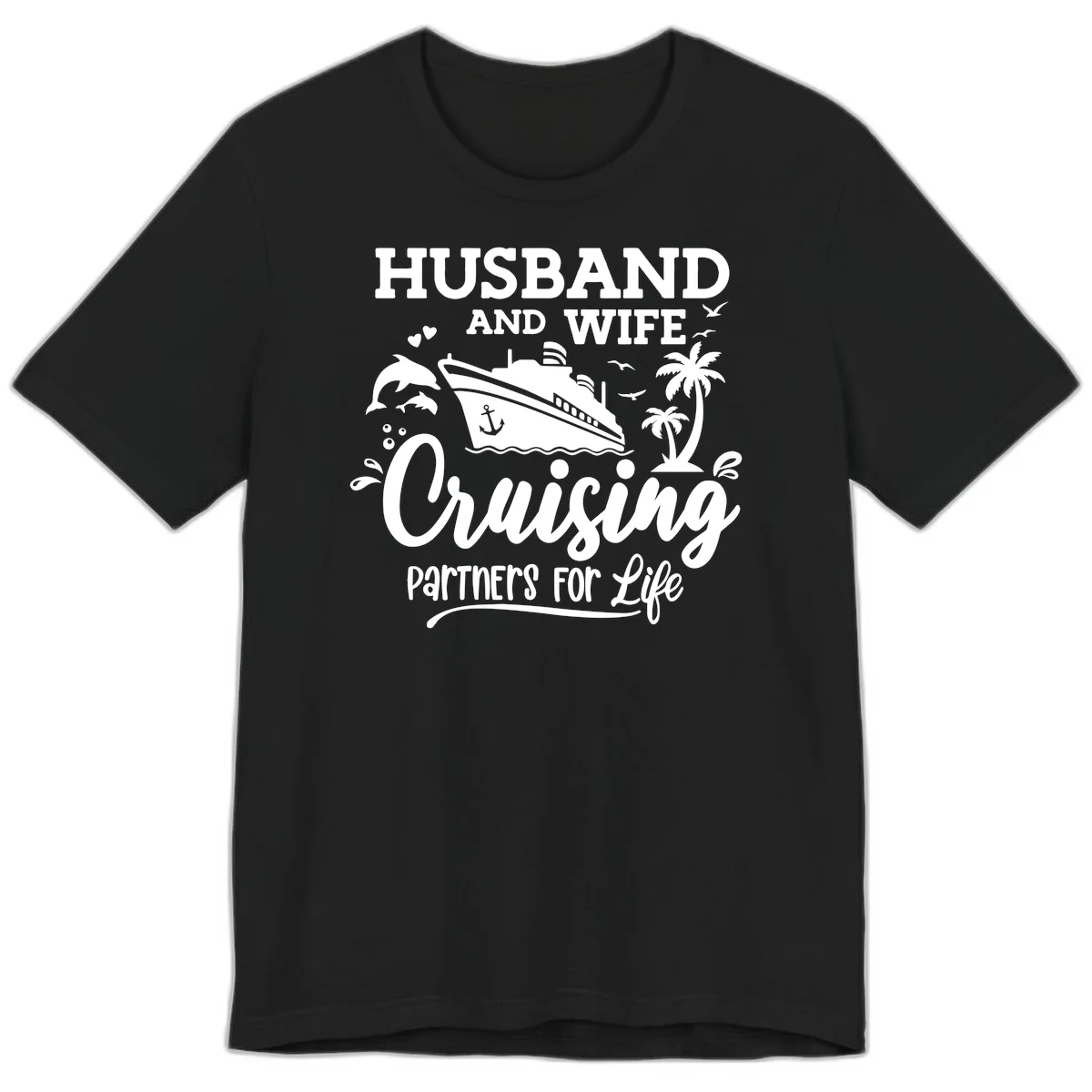 Husband And Wife Cruising Partners For Life Premium T-Shirt in Black