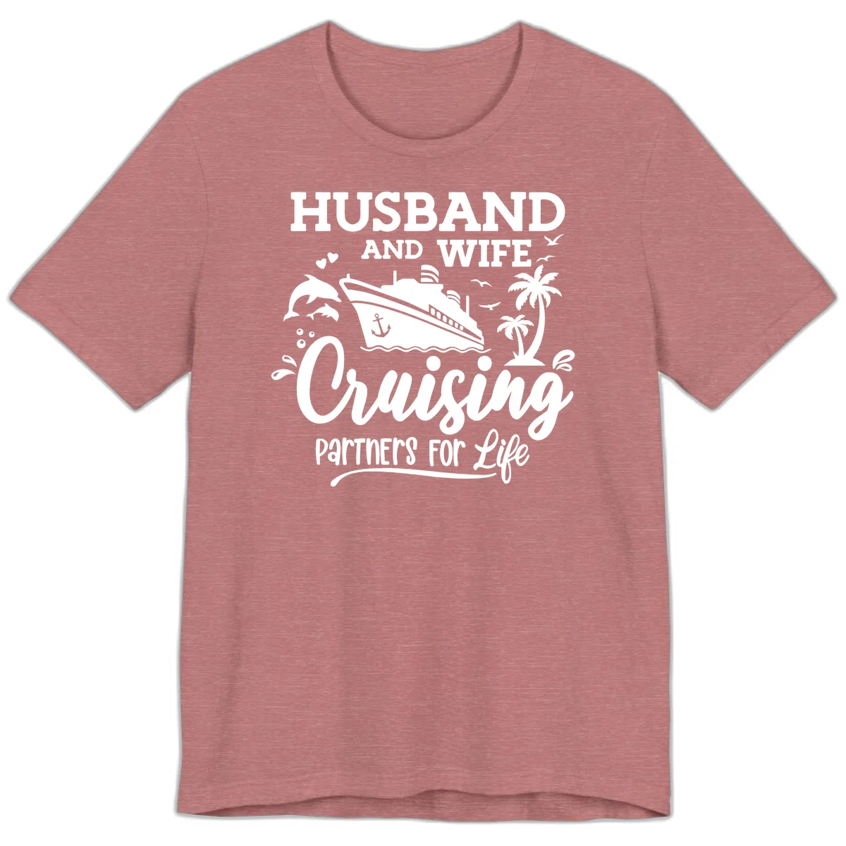Husband And Wife Cruising Partners For Life Premium T-Shirt in Heather Mauve