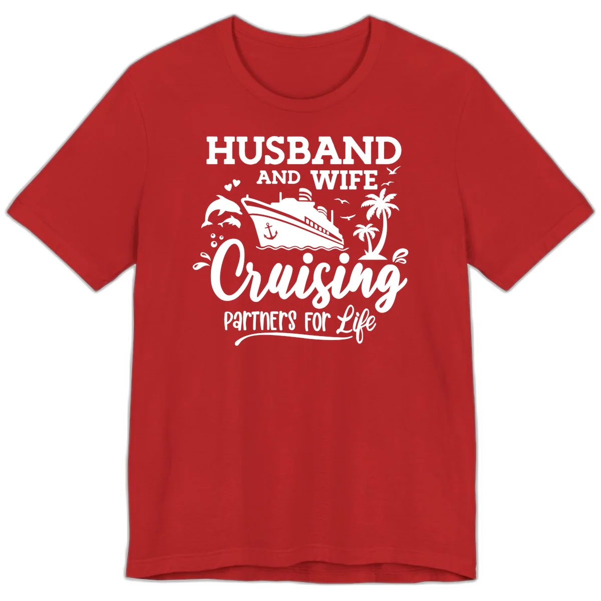 Husband And Wife Cruising Partners For Life Premium T-Shirt in Red