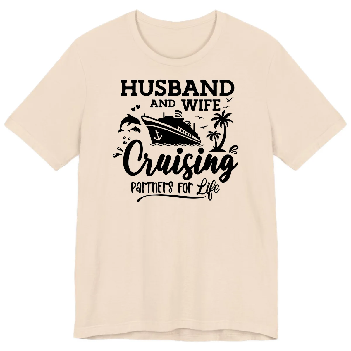 Husband And Wife Cruising Partners For Life Premium T-Shirt in Soft Cream