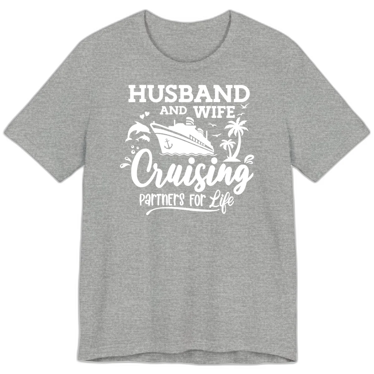 Husband And Wife Cruising Partners For Life Premium T-Shirt in Athletic Heather