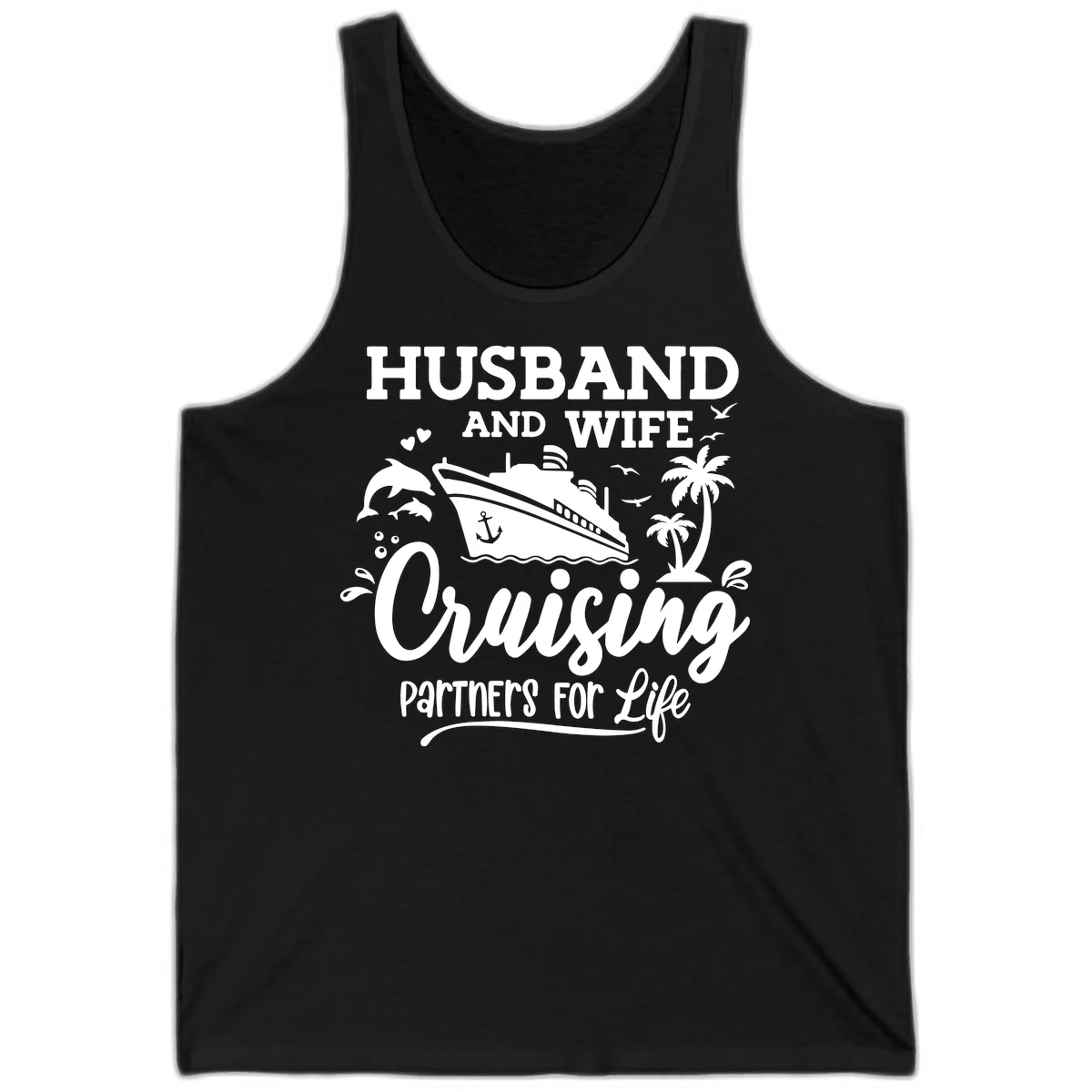 Husband And Wife Cruising Partners For Life Tank in Black