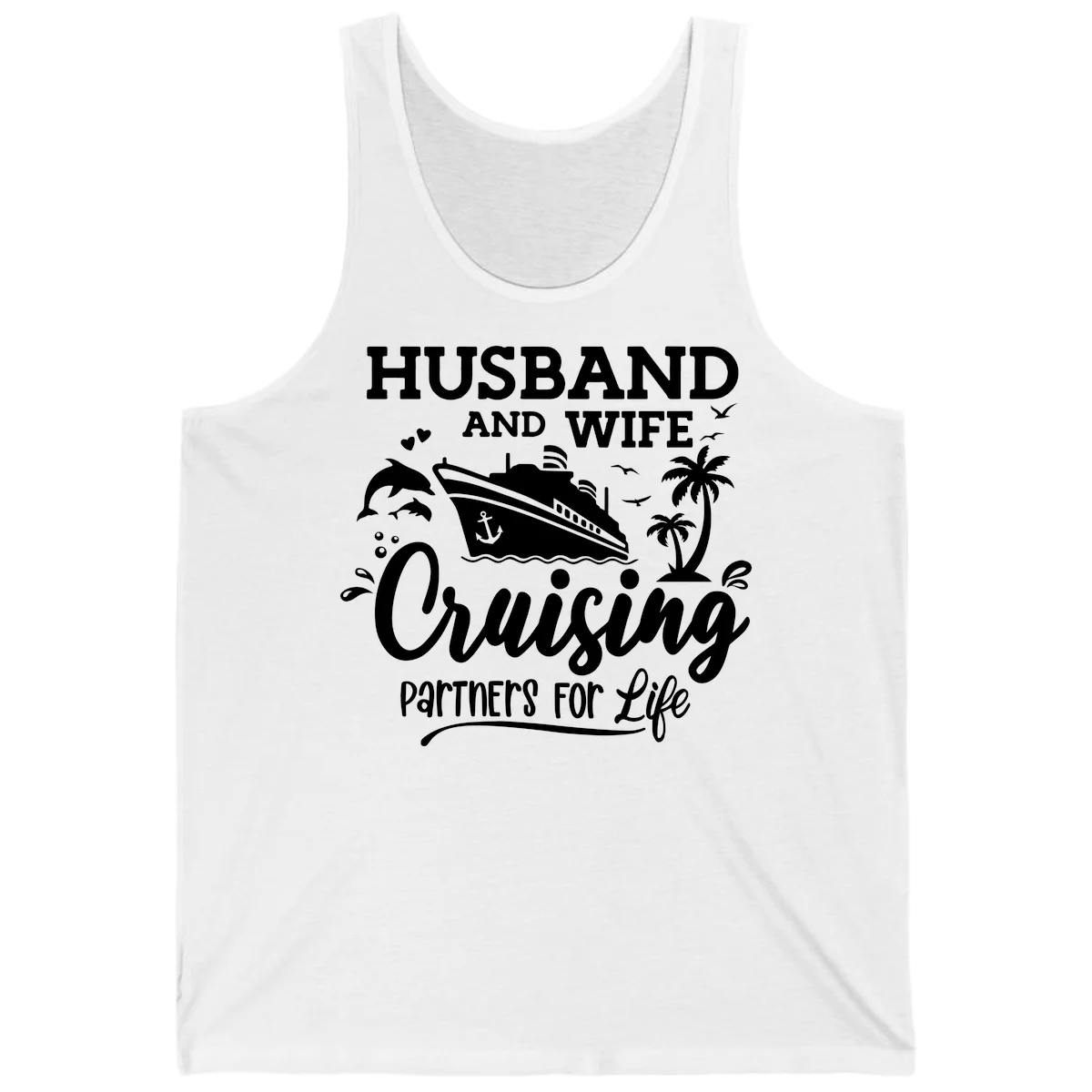 Husband And Wife Cruising Partners For Life Tank in White