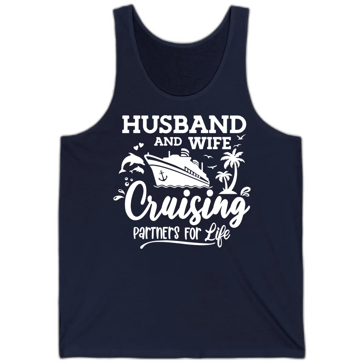 Husband And Wife Cruising Partners For Life Tank in Navy