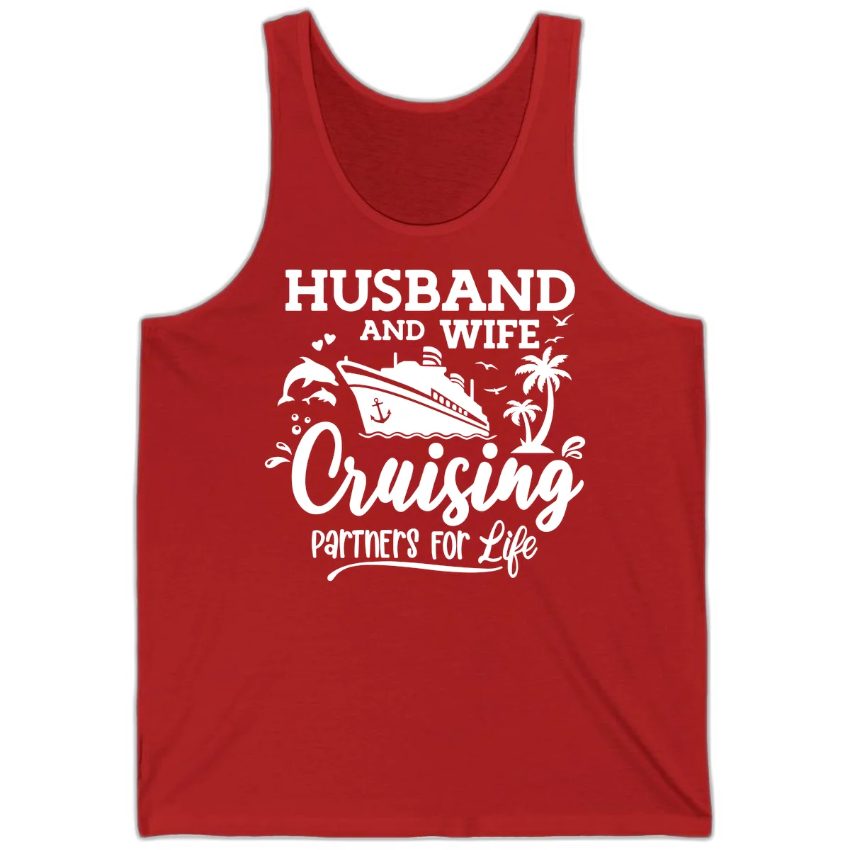 Husband And Wife Cruising Partners For Life Tank in Red