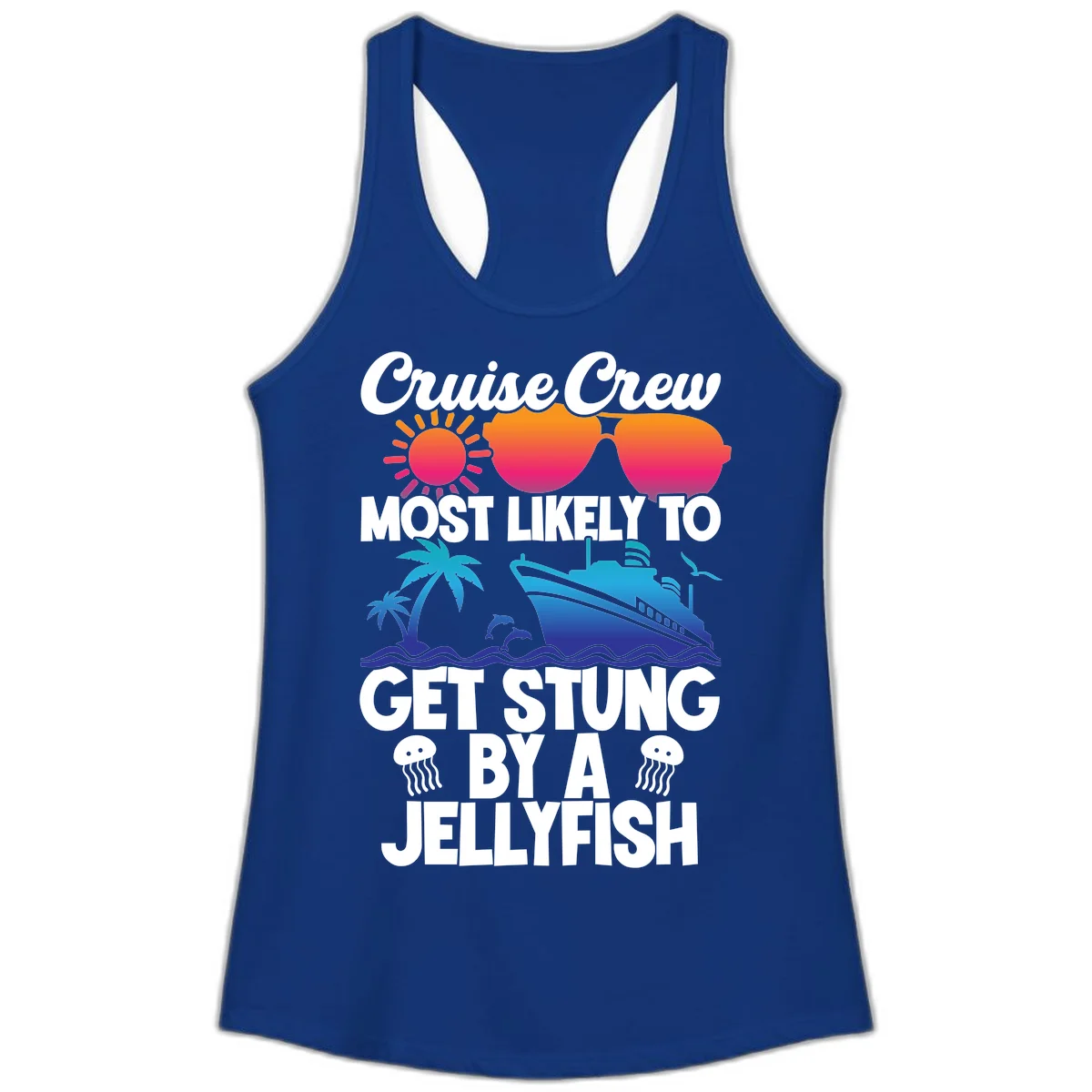 Cruise Crew Most Likely To Get Stung Ladies Tank in Solid Royal
