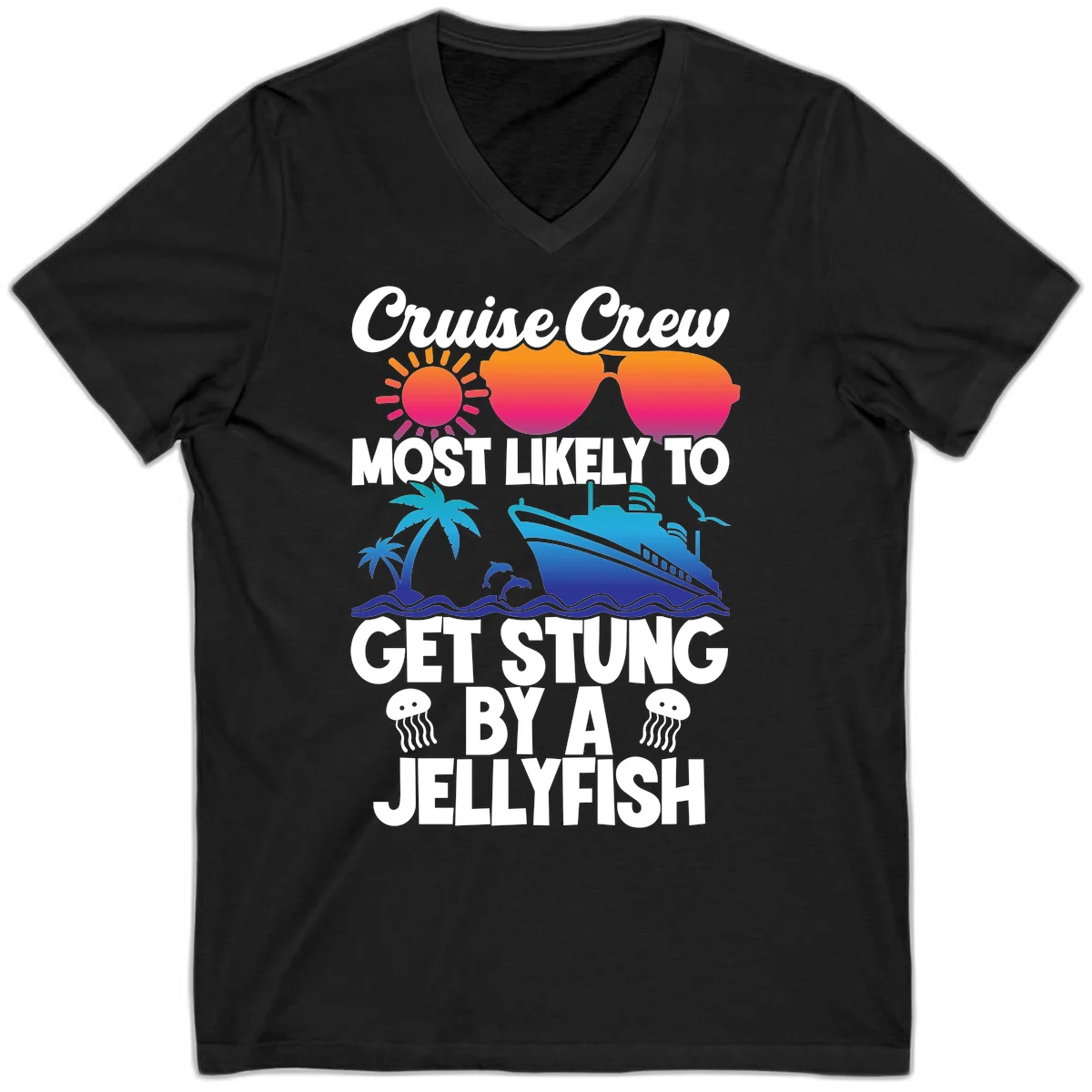 Cruise Crew Most Likely To Get Stung V-Neck in Black