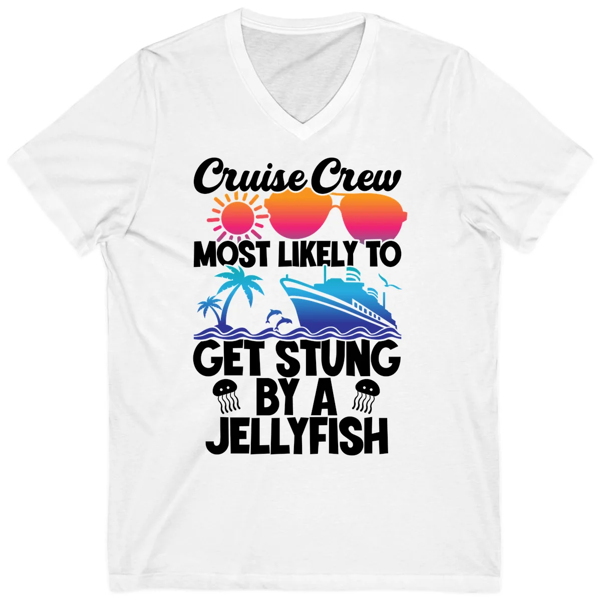 Cruise Crew Most Likely To Get Stung V-Neck in White