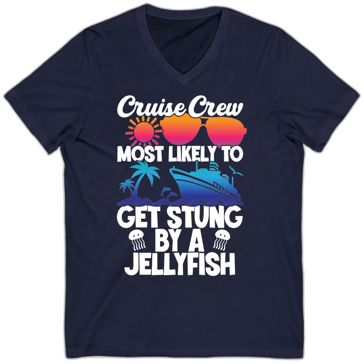 Cruise Crew Most Likely To Get Stung V-Neck in Navy