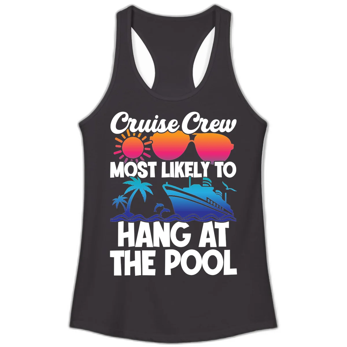 Cruise Crew Most Likely To Hang At The Pool Ladies Tank in Black