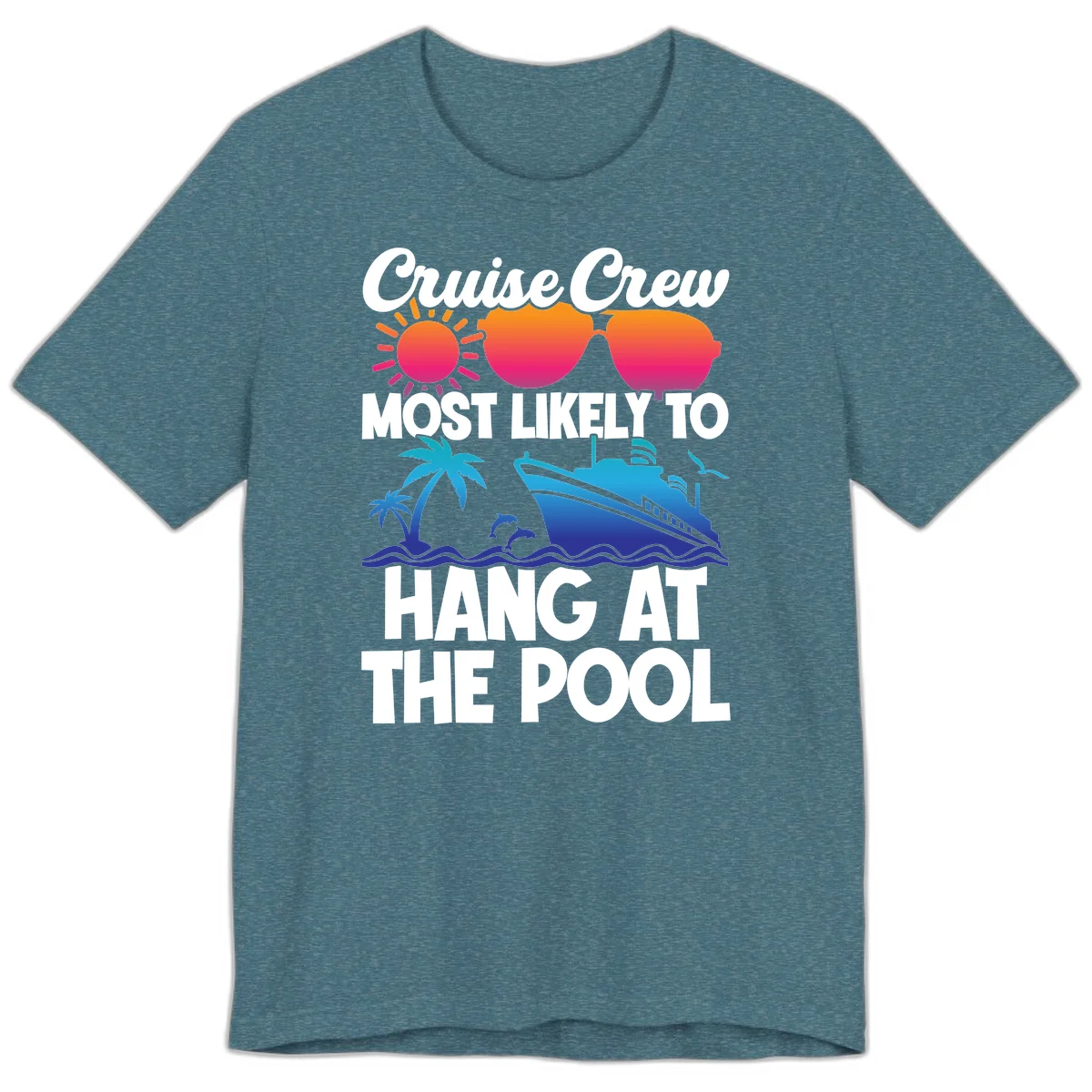 Cruise Crew Pool Hang Premium T-Shirt in Heather Deep Teal