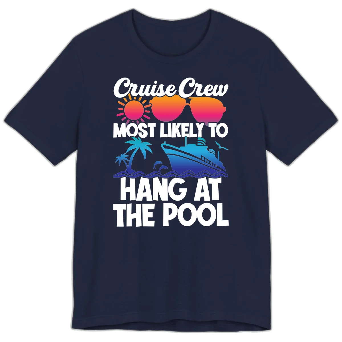 Cruise Crew Pool Hang Premium T-Shirt in Navy