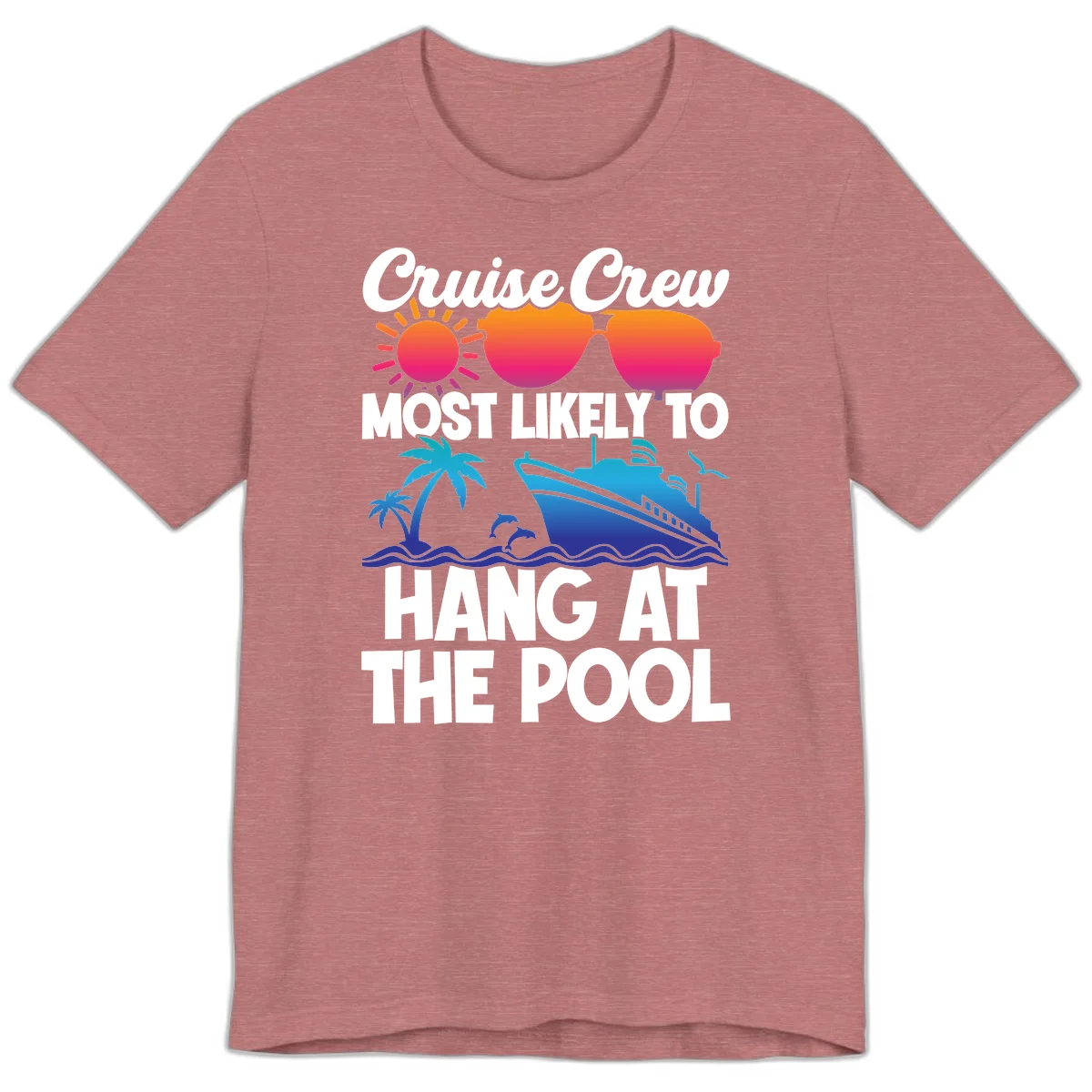 Cruise Crew Pool Hang Premium T-Shirt in Heather Mauve