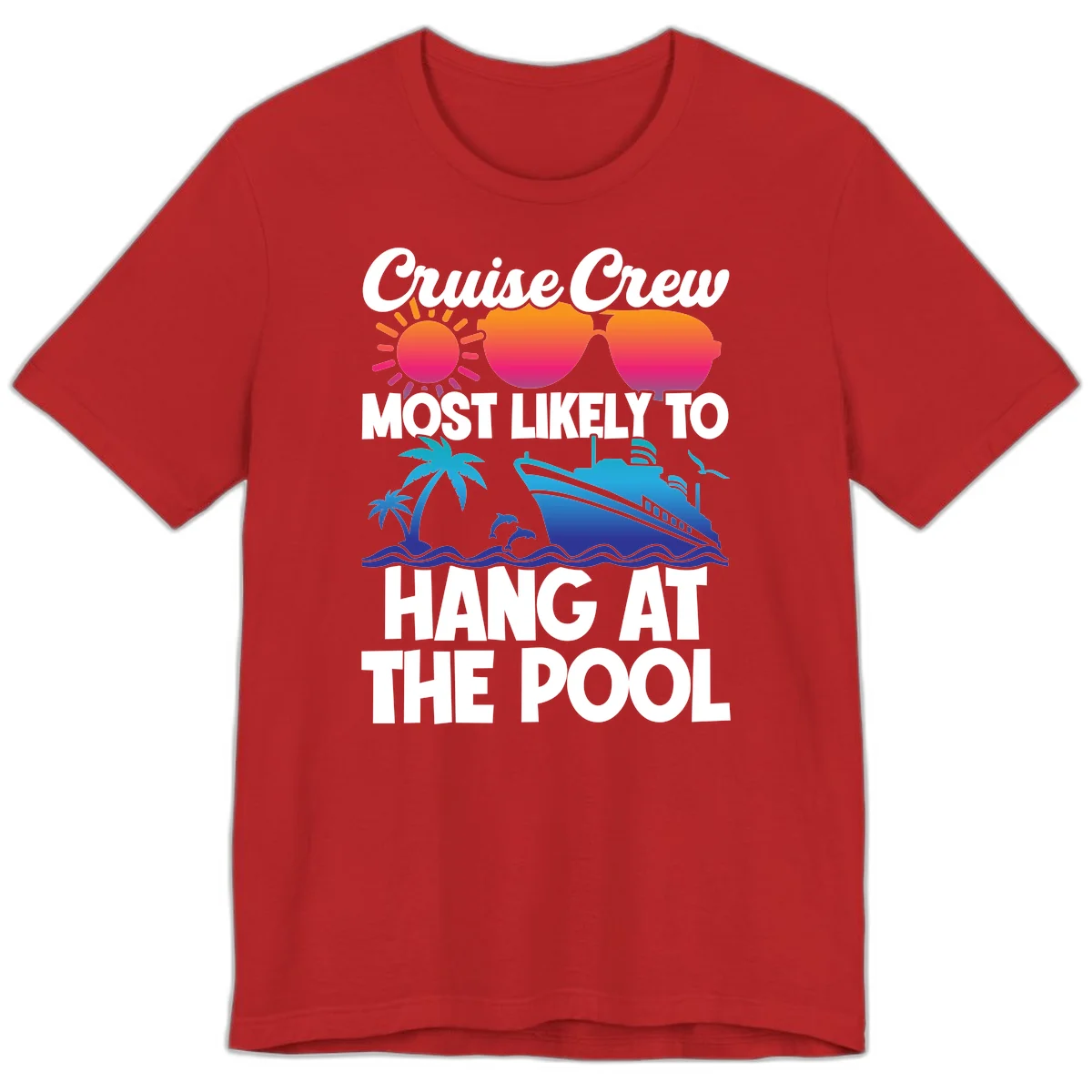 Cruise Crew Pool Hang Premium T-Shirt in Red