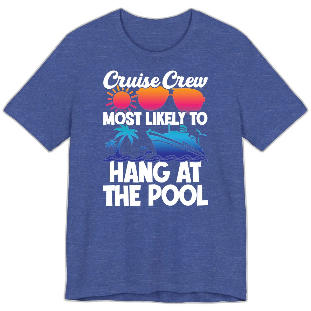 Cruise Crew Pool Hang Premium T-Shirt in Heather True Royal