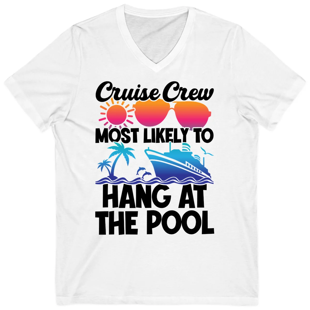 Cruise Crew Most Likely To Hang At The Pool V-Neck in White