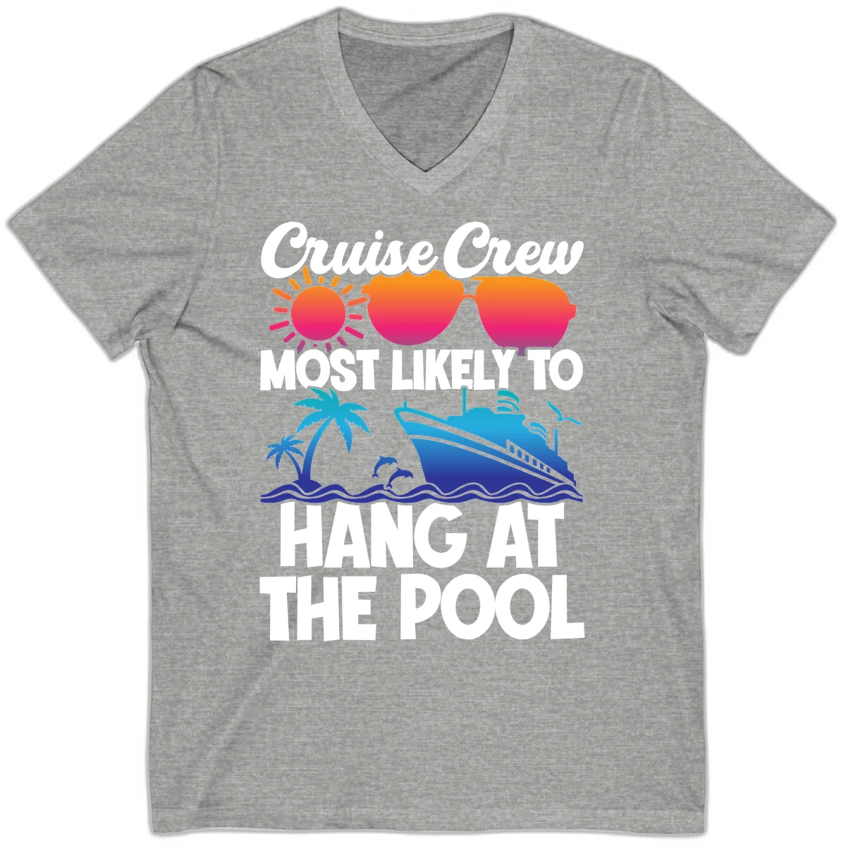 Cruise Crew Most Likely To Hang At The Pool V-Neck in Athletic Heather