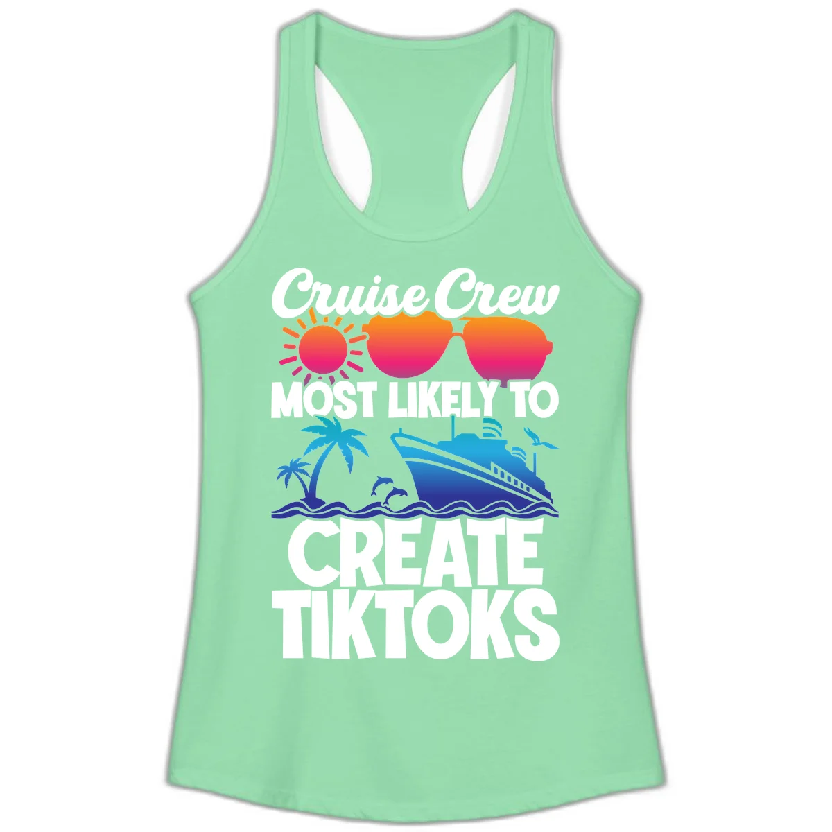 Cruise Crew Most Likely To Create Tiktoks Ladies Tank in Solid Mint