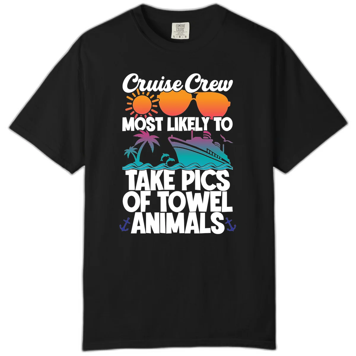 Cruise Crew Towel Animal Photos Comfort Color in Black